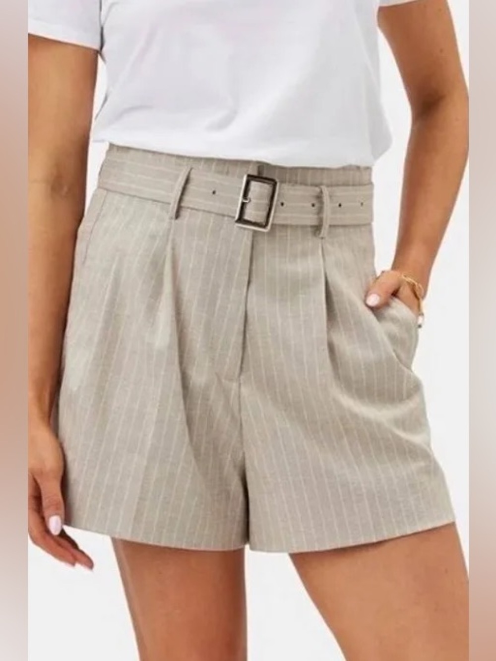 NWT Amour Vert Pinstripe Pleated Shorts